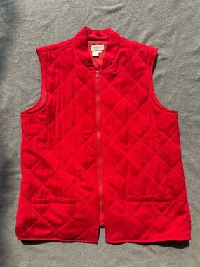 Coldwater Creek Woman’s Quilted Bright Red Zip Vest